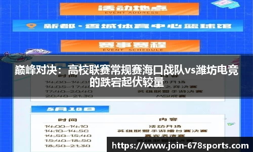 巅峰对决：高校联赛常规赛海口战队vs潍坊电竞的跌宕起伏较量