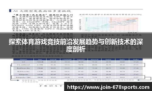 探索体育游戏竞技前沿发展趋势与创新技术的深度剖析